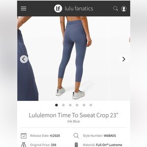 Lululemon time to sweat crop 23” leggings
